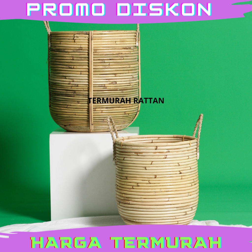 KERANJANG LAUNDRY BAJU CUCIAN PAKAIAN KOTOR BAHAN ROTAN ALAMI / BASKET STORAGE BAG