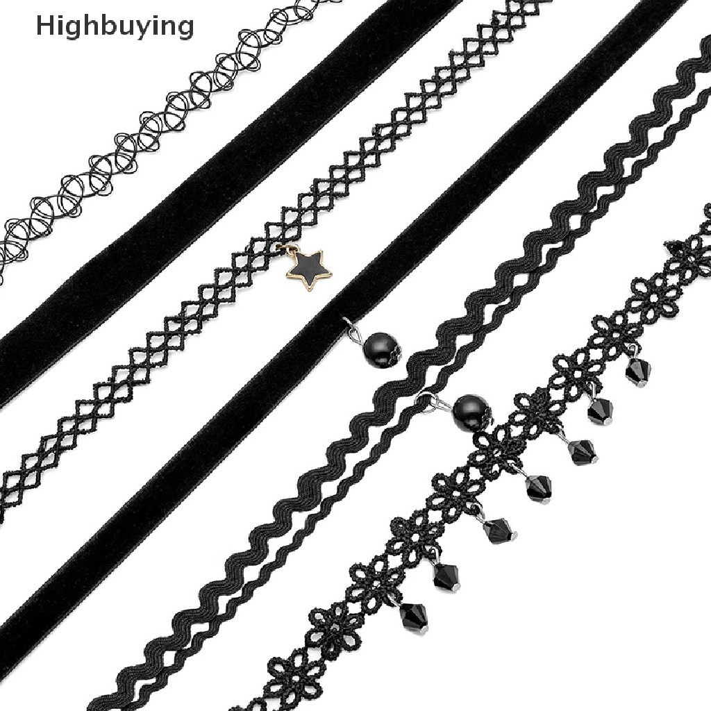 Hbid 6PCS * Wanita Hitam Beludru Choker Kalung Gadis Renda Choker Tato Kalung Liontin Glory