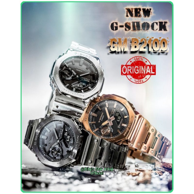 New G-shock GMB-2100 Oak Full Metal Dual Time Tali Rantai Ori 100% Japan