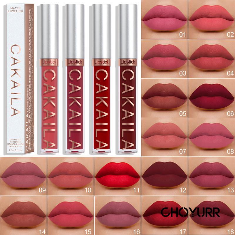 【COD】CAKAILA Lipstik 5 Warna Matte Velvet Tahan Air Lipstick Liquid Waterproof Long Lasting Non Stick Cup Lip Makeup-CH