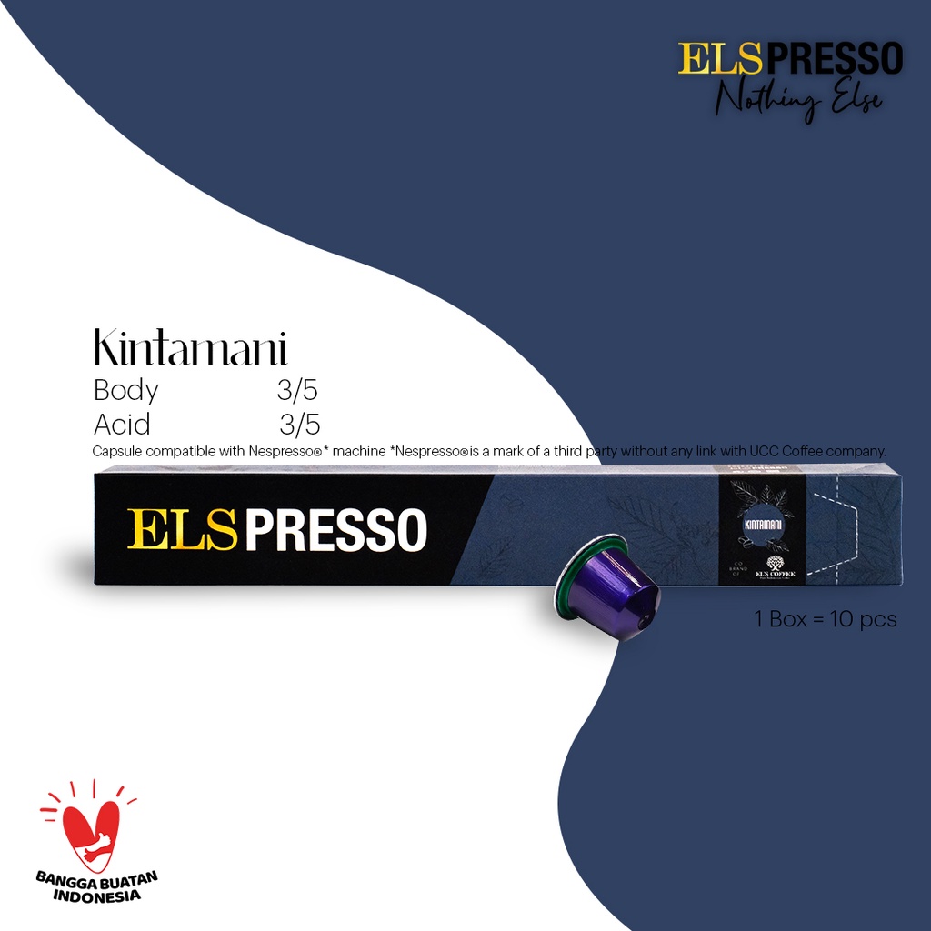 

ELSPRESSO Kintamani Arabika 10 Kapsul Kopi Coffee Capsule Compatible BPOM M-1154