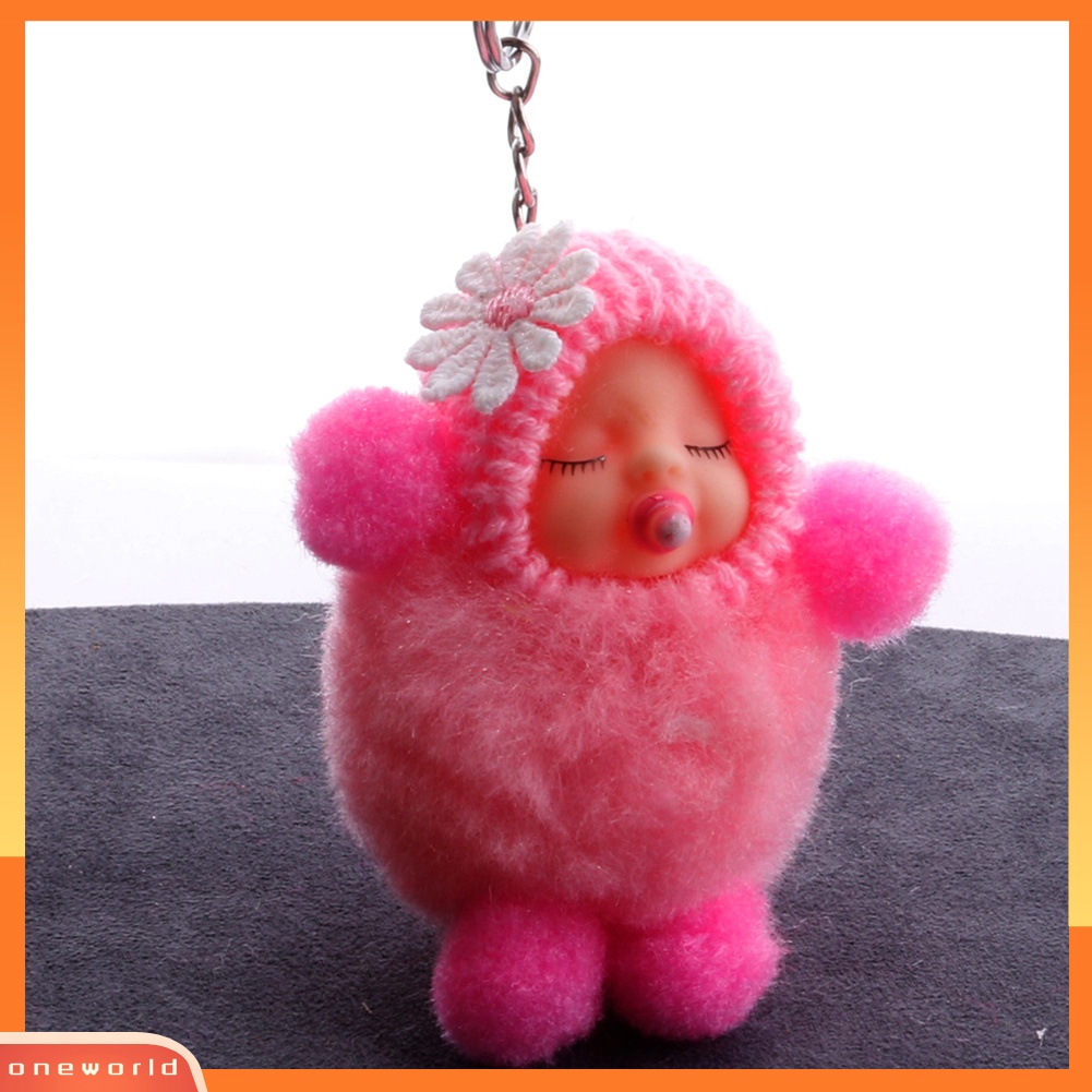 {oneworld} Fluffy Nipple Tangan Kaki Tidur Baby Doll Pompom Gantungan Kunci Keychain Tas Liontin