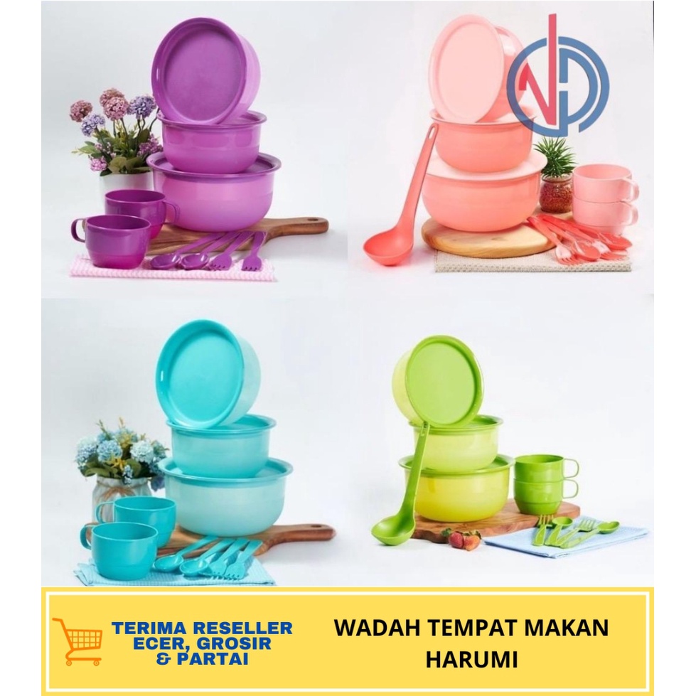 WADAH TEMPAT MAKAN 11 SET WARNA WARNI HARUMI PACKING DUS TERMURAH