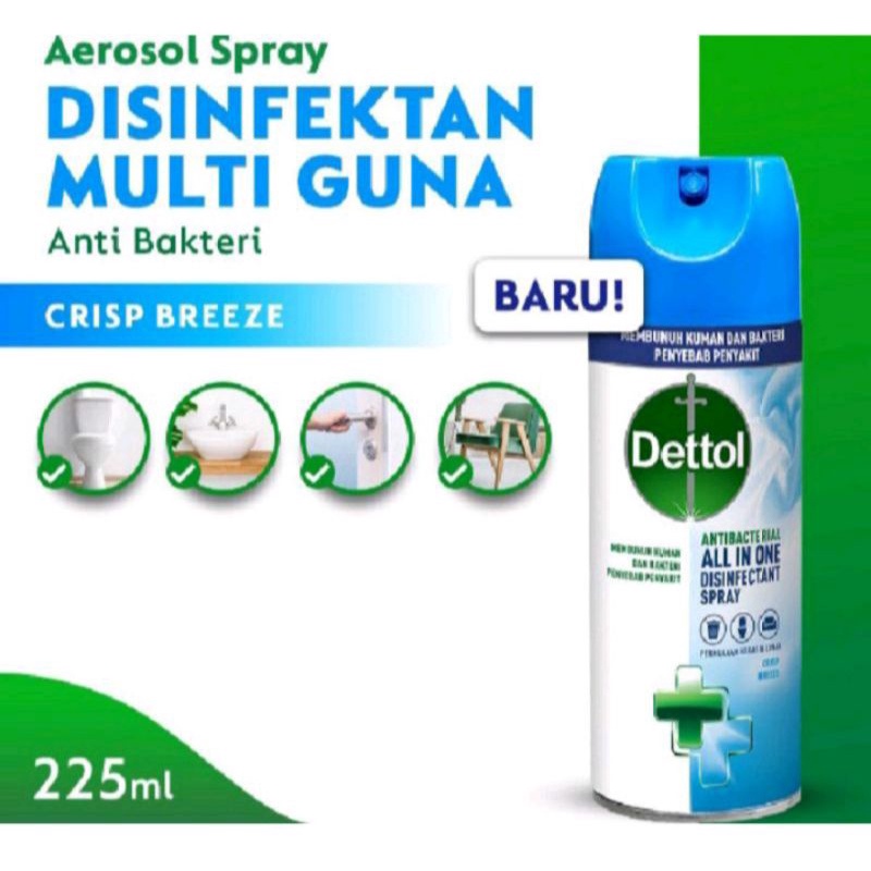 Detol PROMO Dettol Anti Bacterial All In One Disinfektan Spray Morning Dew/Crisp Breeze 225 ml