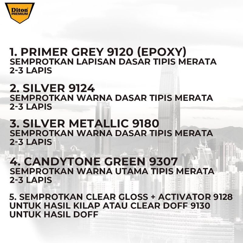 Pilok Pilox Cat DITON Candy Green 9307 Hijau Candy 400cc Cat Semprot Diton Premium Tahan Bensin Cepat Kering