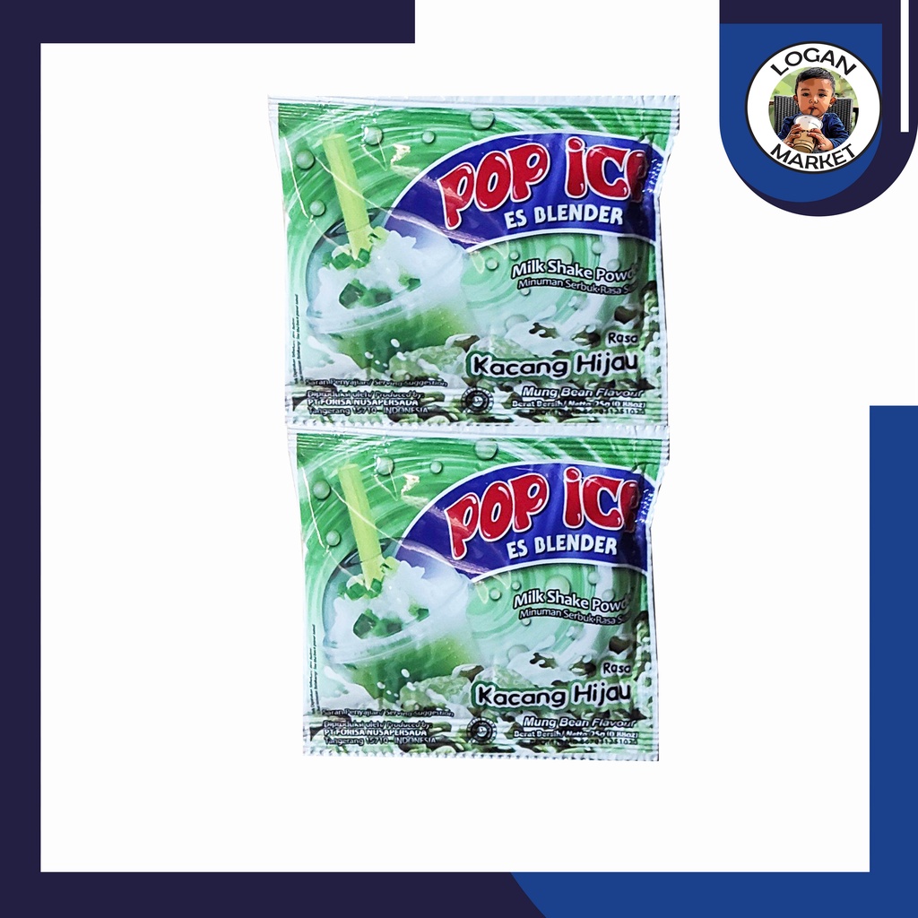 Pop Ice Es Blender Kacang Hijau Renceng 10 Pcs Sachet 25gram 25 gram