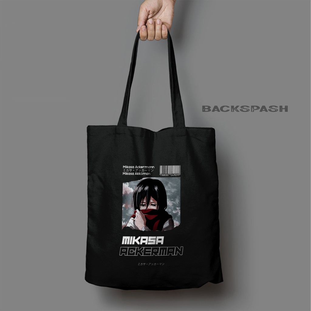 TOTEBAG HITAM ANIME ATTACK ON TITANS CUSTOM PRIA DAN WANITA