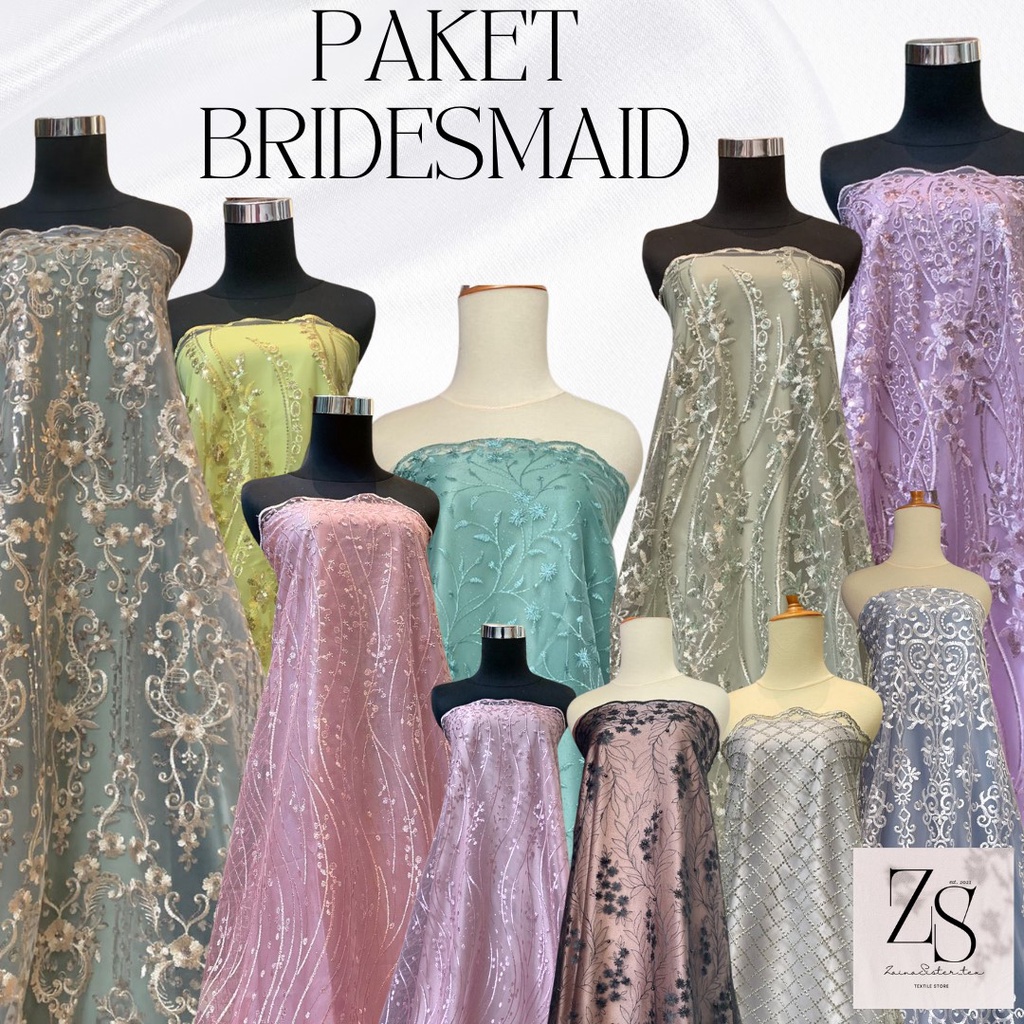 Paket Bridesmaid Seragam Murah Bahan Kebaya Wisuda Lamaran Akad Satin Velvet Brokat Tile Modern