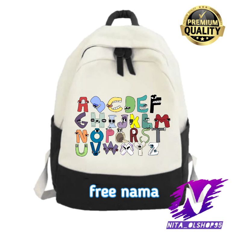 tas sekolah anak ransel alphabet a - z tas anak TK SD