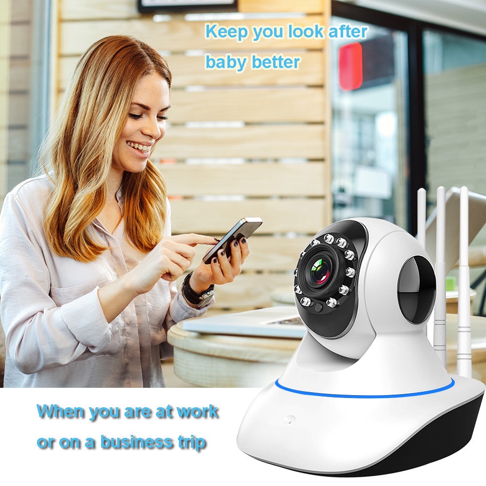 【COD】CCTV Kamera 360 °Berputar Kamera WiFi Nirkabel Lima Antena 1080P HD IP Camera Kocok Kamera