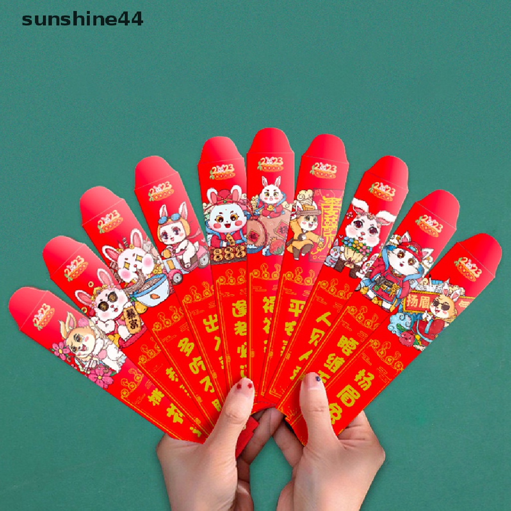 Sunshine Tahun Kelinci Serut12 Amplop Merah Dalam Box Blind Box Amplop Merah Imlek-Chic Lucky Lot Nikah Amplop Merah.