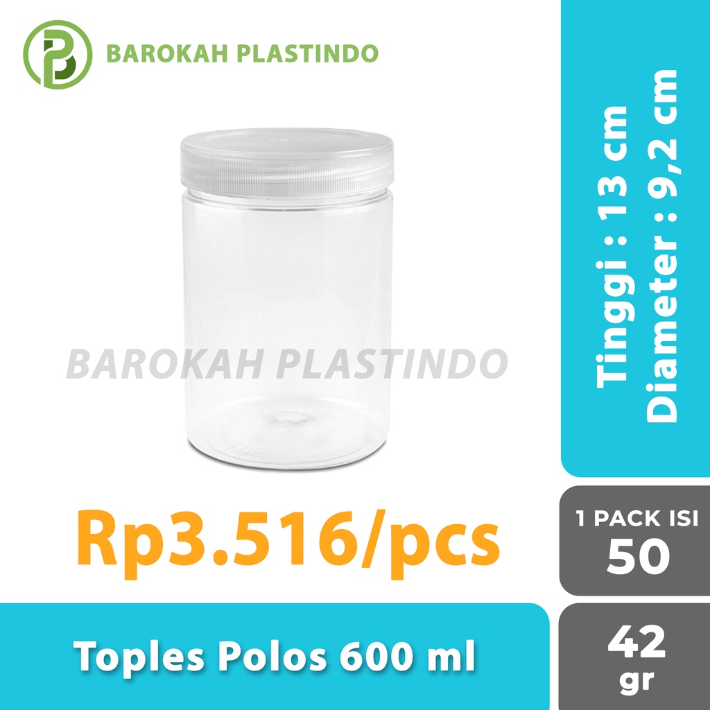 [1 PACK] Toples Polos 600 ml / Toples Kue 600 ml / Toples Plastik 600 ml / Toples 600 ml
