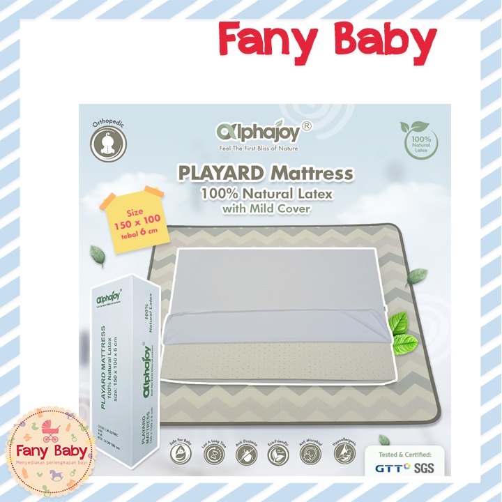 ALPHAJOY PLAYARD MATTRESS 100% NATURAL LATEX 150X100X6CM W/ MILD COVER