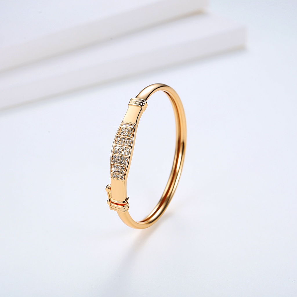 Y073 Gelang Tangan Wanita Lapis Emas Dengan Hiasan Berlian Aksesoris Perhiasan Fashion Gelang Titanium Anti Karat Korean Style