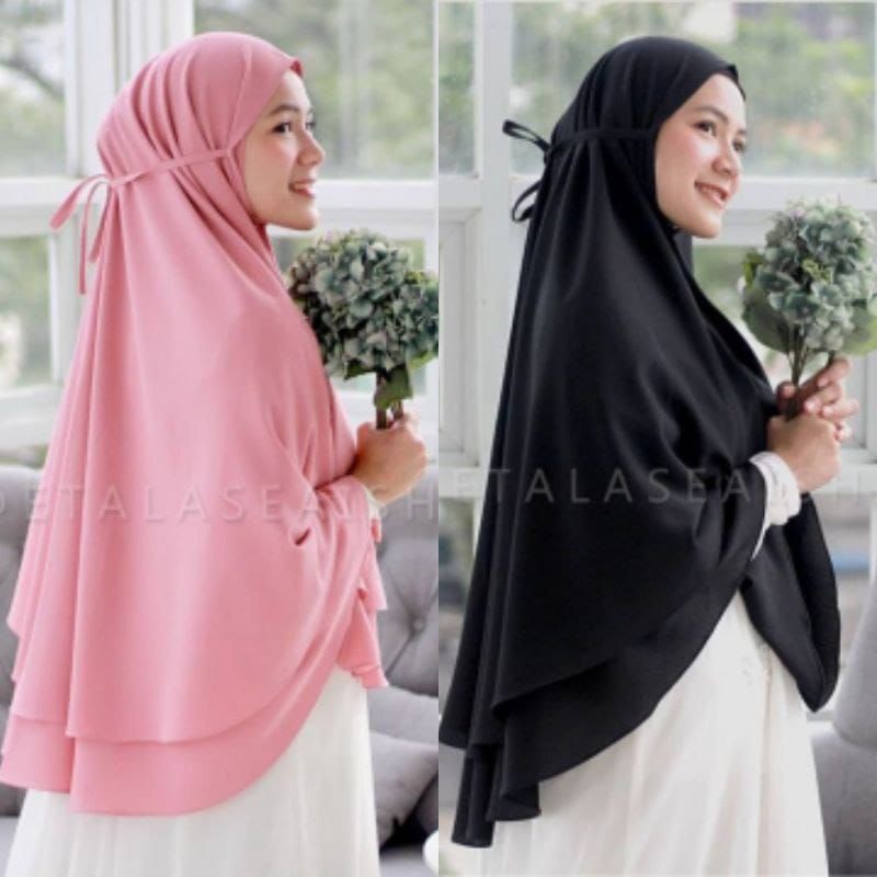 BERGO AISYAH JUMBO 2 LAYER / KHIMAR CERUTY / JILBAB JUMBO / JILBAB INSTAN/ HIJAB INSTAN / BERGO JUMBO / BERGO TALI DUA LAYER / KHIMAR CERUTY JUMBO