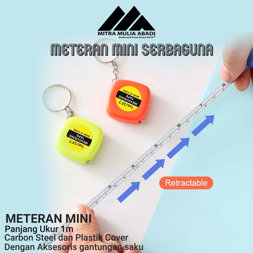 Gantungan kunci meteran mini 1m Tukang aksesoris Measure Tools