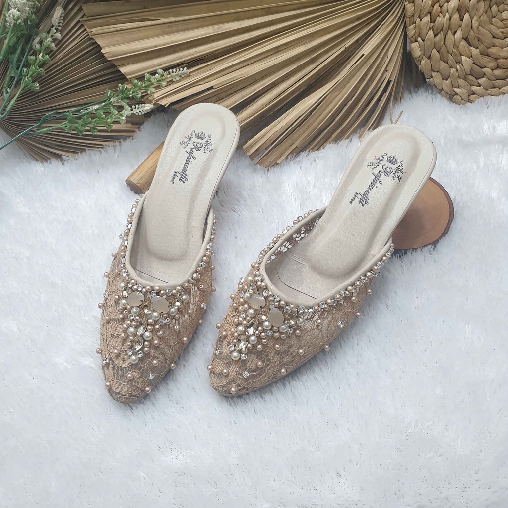 sepatu wedding pesta cantik Diandra nude hak 5cm runcing