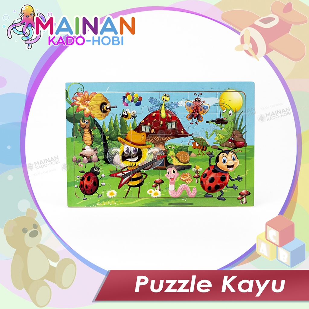 MAINAN EDUKASI ANAK KREATIF PUZZLE KAYU 3D BERGAMBAR MOTIF LUCU