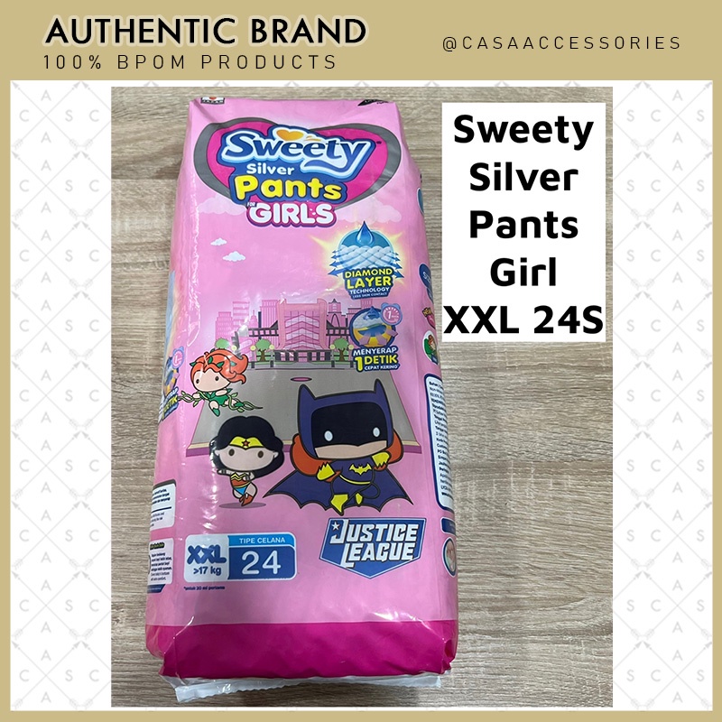 SWEETY Silver Pants Girls Popok Celana Motif Perempuan XXL24 XL 24