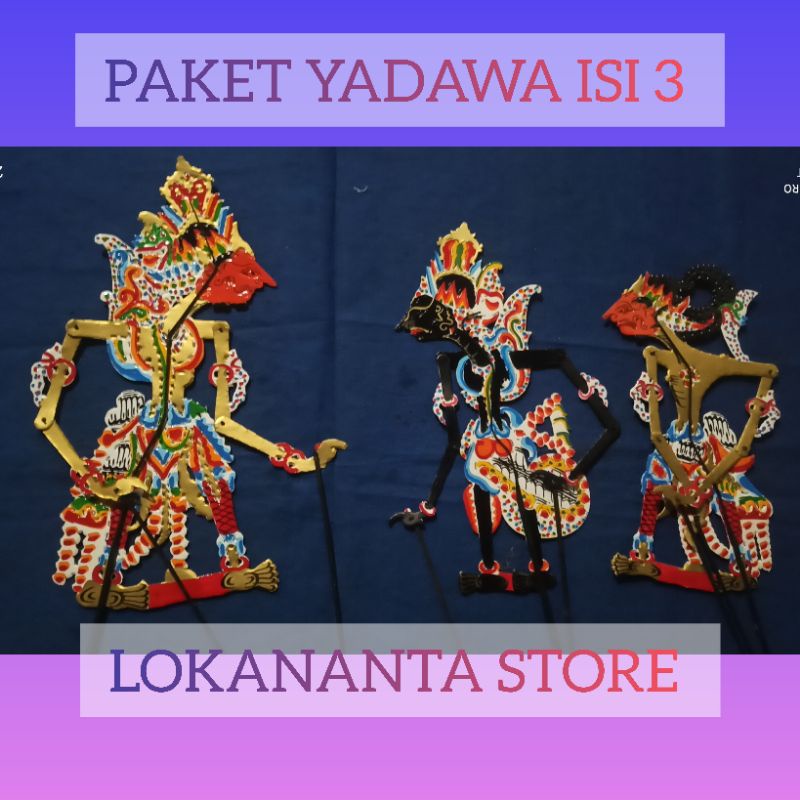 PAKET YADAWA ISI 3 BALADEWA KRISNA DAN SENTYAKI WAYANG KULIT BAHAN KERTAS KARTON DUPLEK