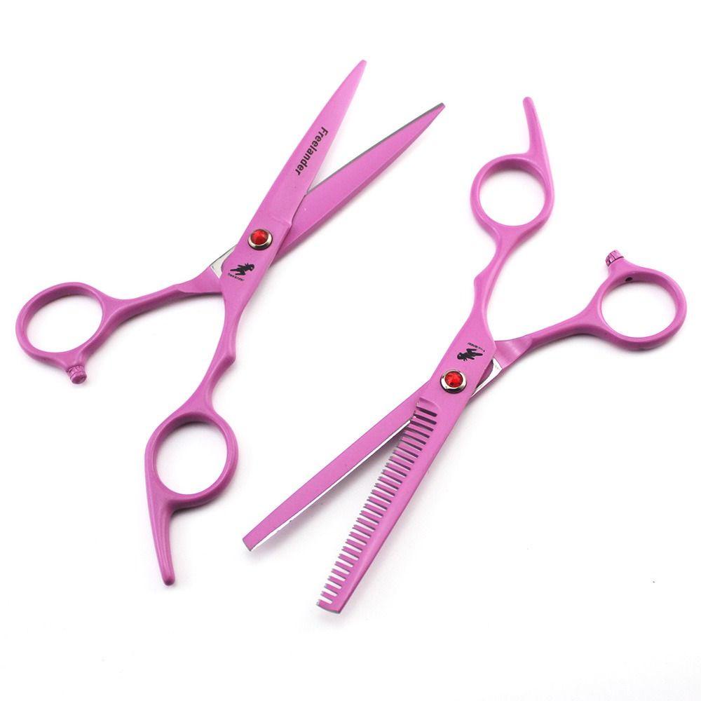 Gunting Potong Rambut Nanas Barber Salon Pink Stainless Steel Penipis