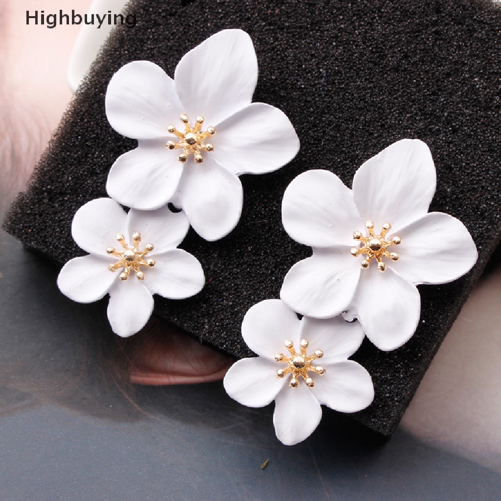 Hbid Vintage Double Flower Drop Earrings Pernikahan Menjuntai Bohemian Pesta Perhiasan Hadiah Glory