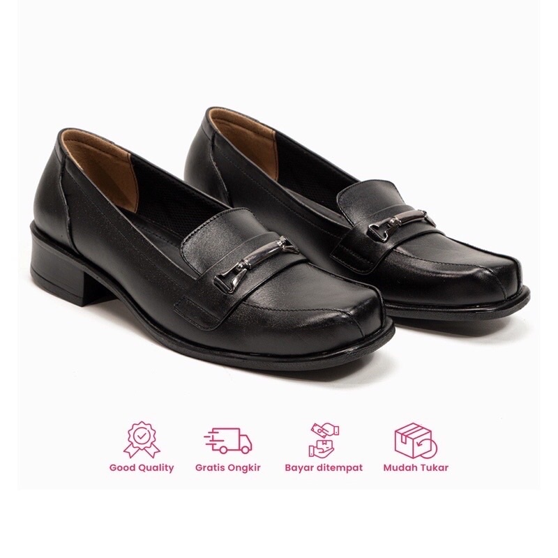 Sepatu Wanita Pantofel Kerja Formal Kulit Asli Handmade Lokal HV011