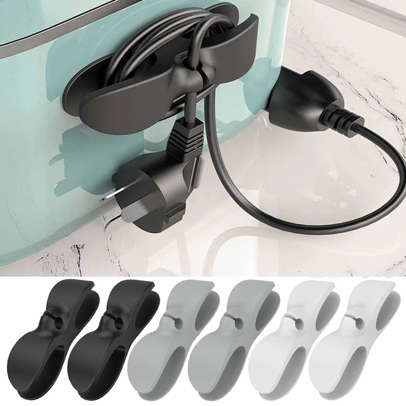 Tempat Penyimpanan Kabel Cord Winder Organizer Peralatan Cord Organizer Hemat Tempat Kawat Penahan Perekat Diri Untuk Dapur Mesin Kopi Air Fryer Cable Management Clip