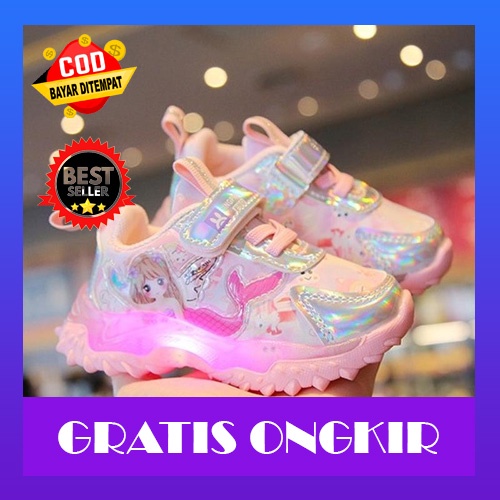 Sepatu Sneaker Anak Perempuan Laki-Laki Lampu Led Import/ Sepatu Anak Tk Sd Umur 1 2 3 4 5 6 7 8 9 1