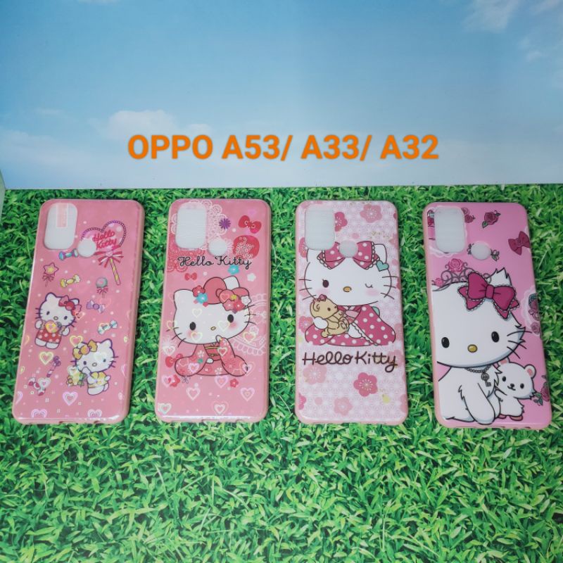 OPPO A32 A33 A53 Reno 4 SOFTCASE KARAKTER animasi 3D GLOSSY 360 TEMPERED GLASS MOTIF