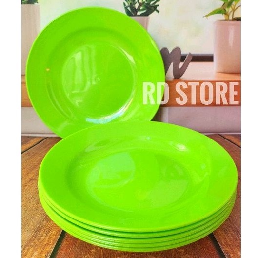 promo 6.pcs piring makan cekung polos semie melamine mika