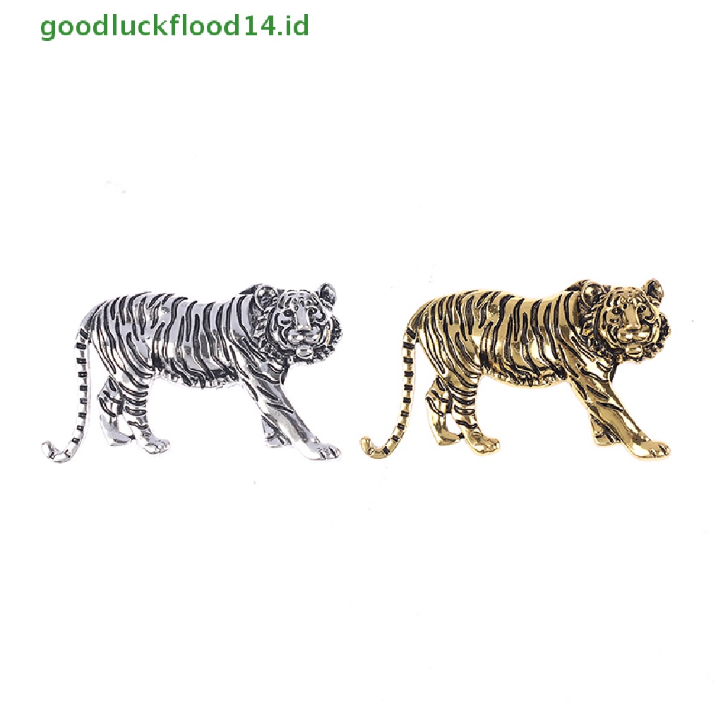 [GOOGFOUR] Tiger Bros Untuk Wanita Pria 2-warna Animal Brooch Pin Hadiah [Atasan]