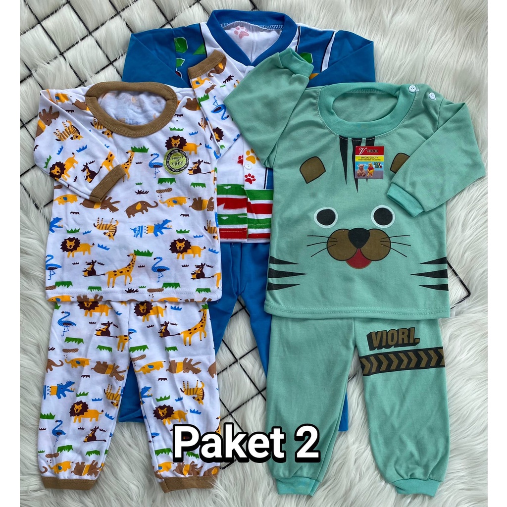 PAKETAN HEMAT (8) stelan baju bayi laki laki perempuan lucu murah 3-18 bulan 3 PCS