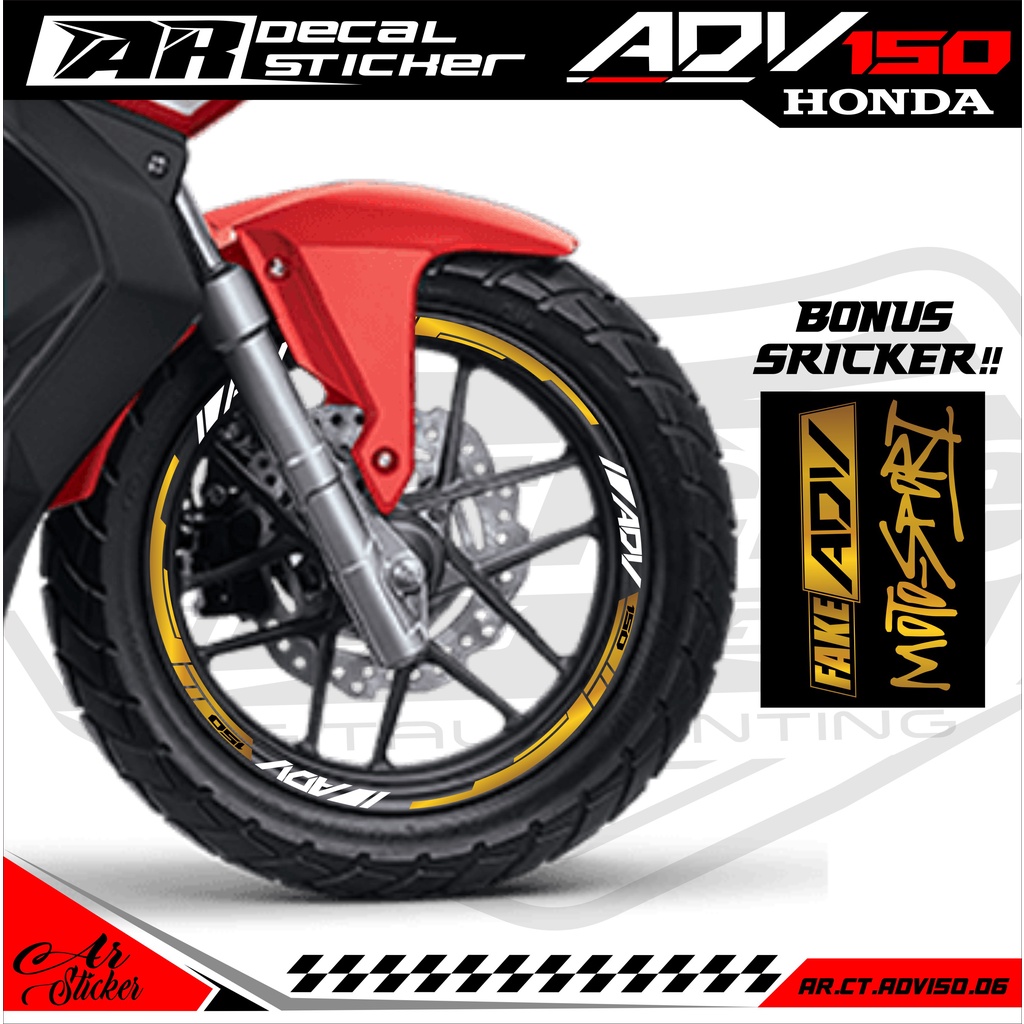 Stiker Cutting Velg ADV 150 - Aksesoris Sticker List Velg Motor Honda ADV 150 Variasi Set Depan Bela