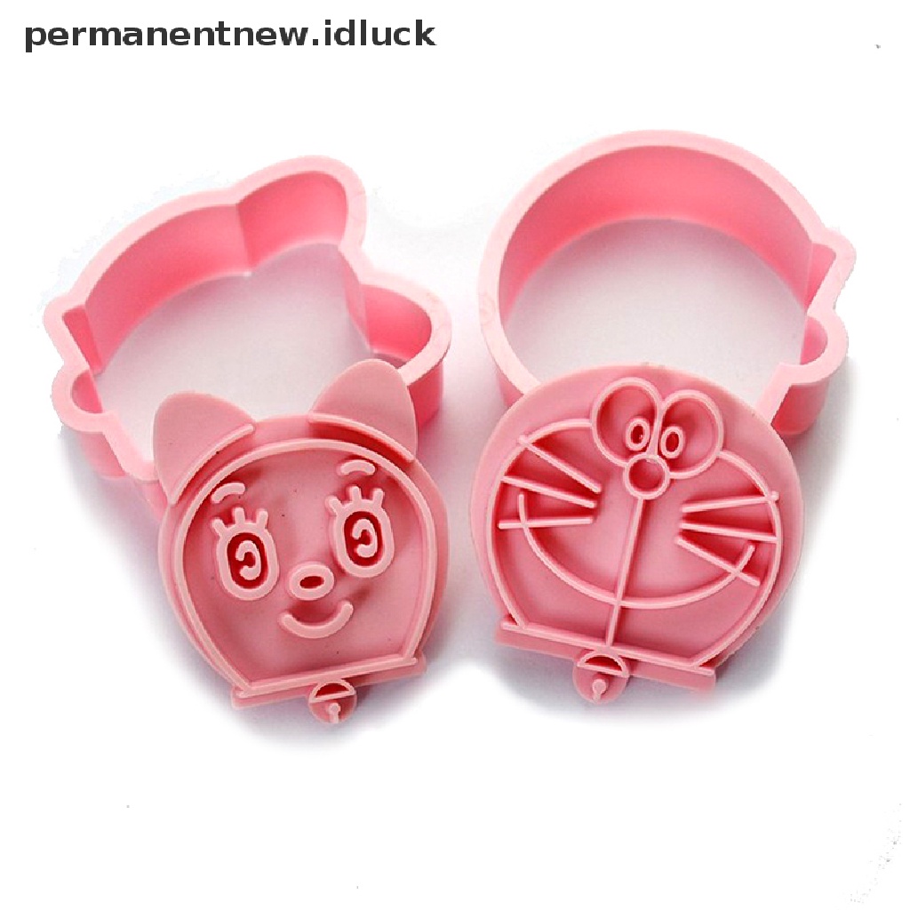 [luckypermanentnew] 2pcs/set Alat Pemotong/Perangko Jingle Cats Dan Doraemon Plastik Food Grade [ID]