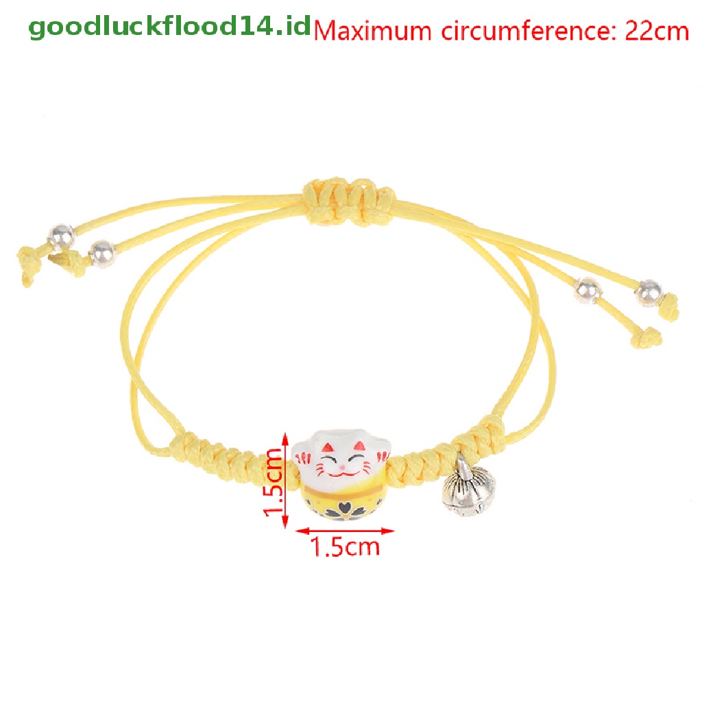 [GOOGFOUR] 1pc Gelang Liontin Keramik Lucky Cat Bracelets Tenun Tangan Warna Gelang [TOP]