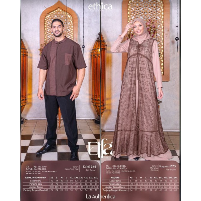 Couple Ethica 2023 Couple 161 Fair Brown Gamis Kagumi 273 Koko Kahfi 246