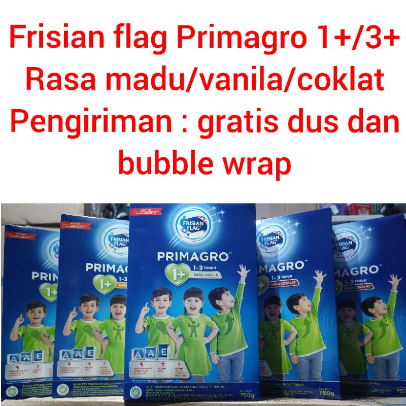 Susu Pertumbuhan Frisian Flag Primagro 1+/3+ Rasa Madu/Vanila Ukuran 750gr/800gr