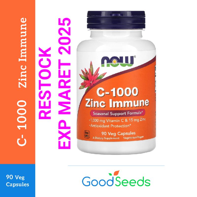 NOW® Vitamin C 1000mg + zinc 90 vegetarian capsules