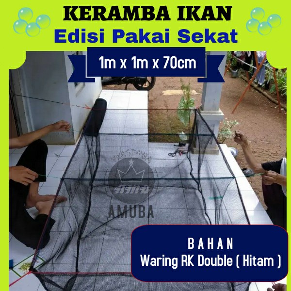 (COD) Jaring Keramba Ikan Hapa 2 Ruang Ukuran 1m x 1m x 70 Cm