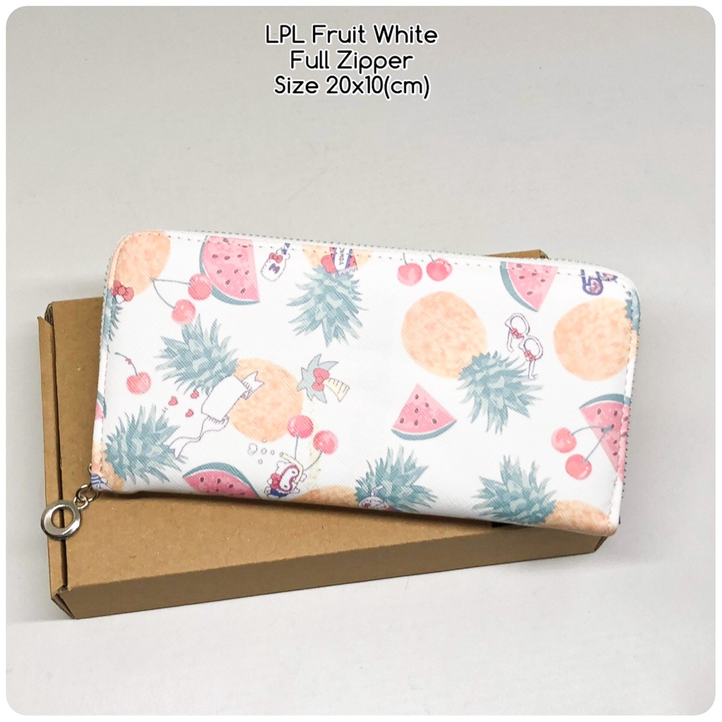 dompet wanita panjang full zipper lopolo fruit white original dompet import dompet lucu