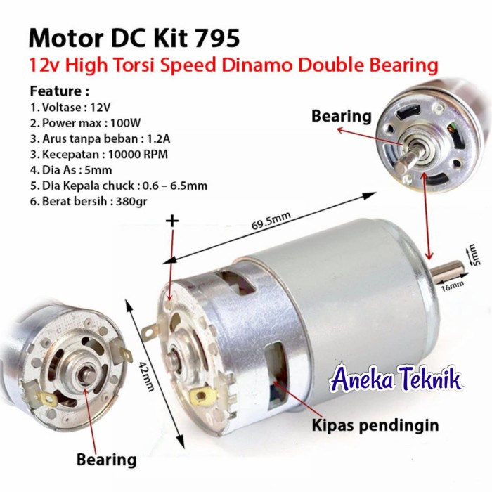 Fan Motor Dc 12V High Speed & Torsi