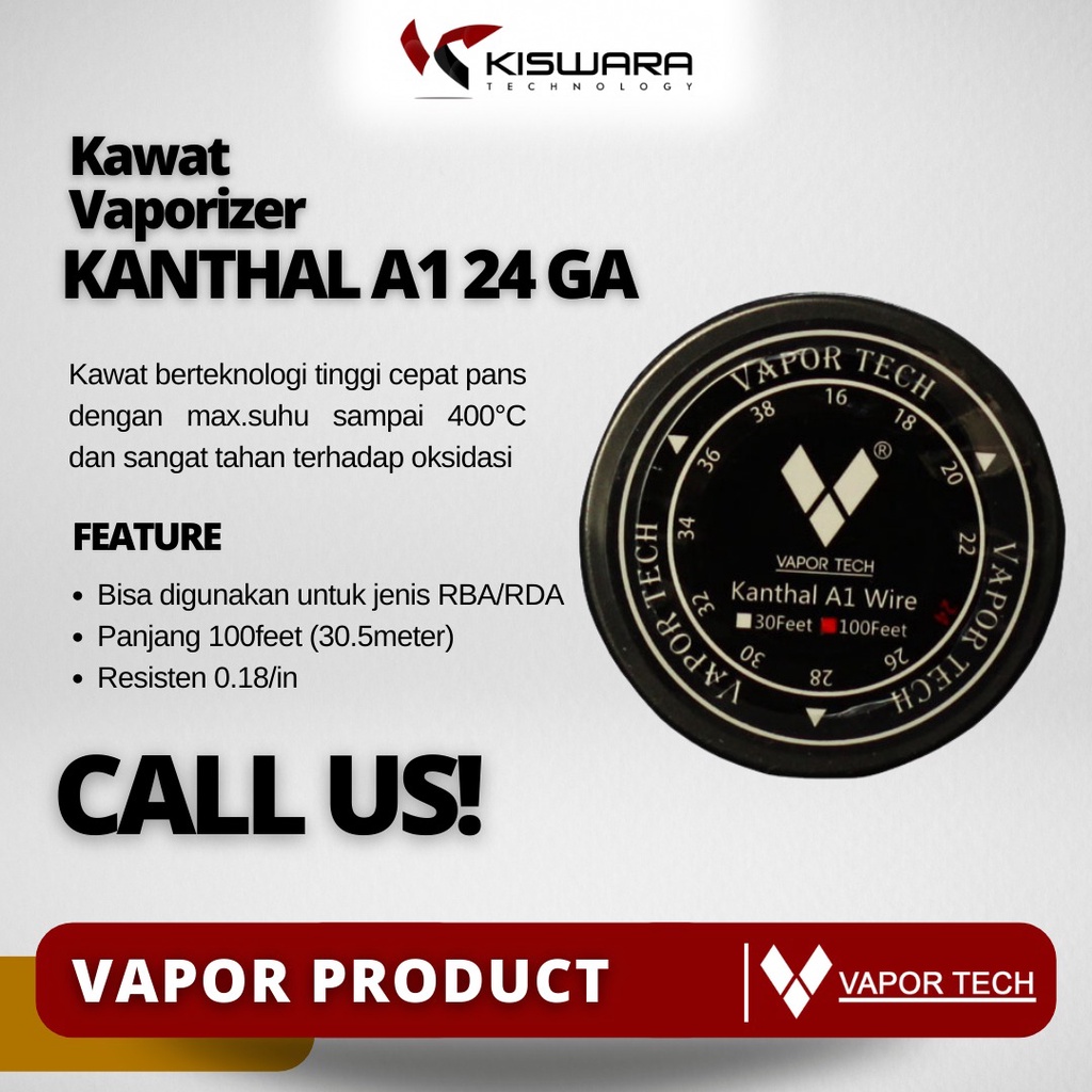 Vapor Tech Wire Kanthal A1 24 GA 30 100 Feet [9.15 Meter]