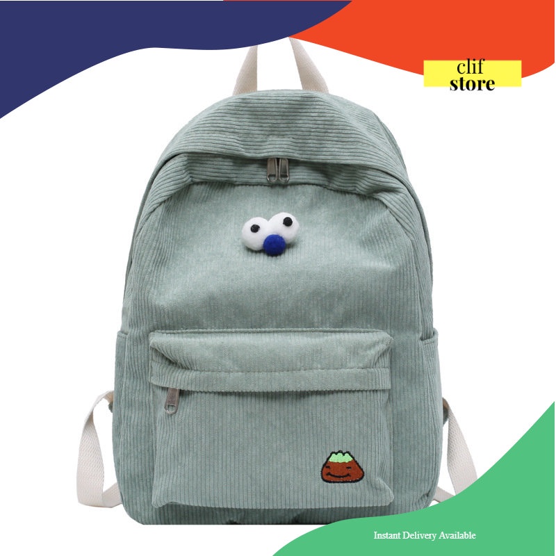 tas ransel corduroy backpack vintage sekolah tas korea bahan corduroy