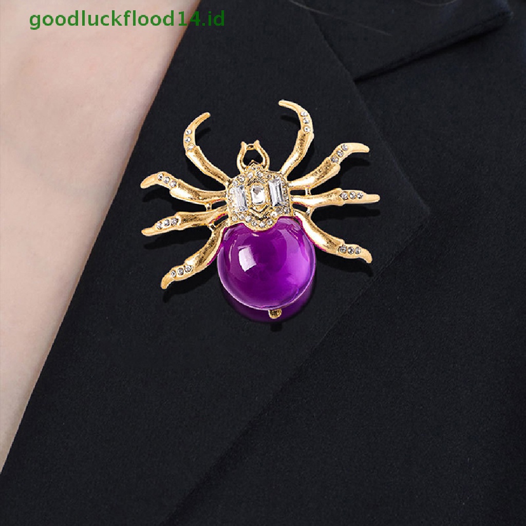 [GOOGFOUR] Desain Baru Lucu Kristal Spider Bros Kodok Bros Hijau Bros Pribadi Hewan Kartun Pin Bros Pernikahan Bros Aksesoris Elegan [TOP]