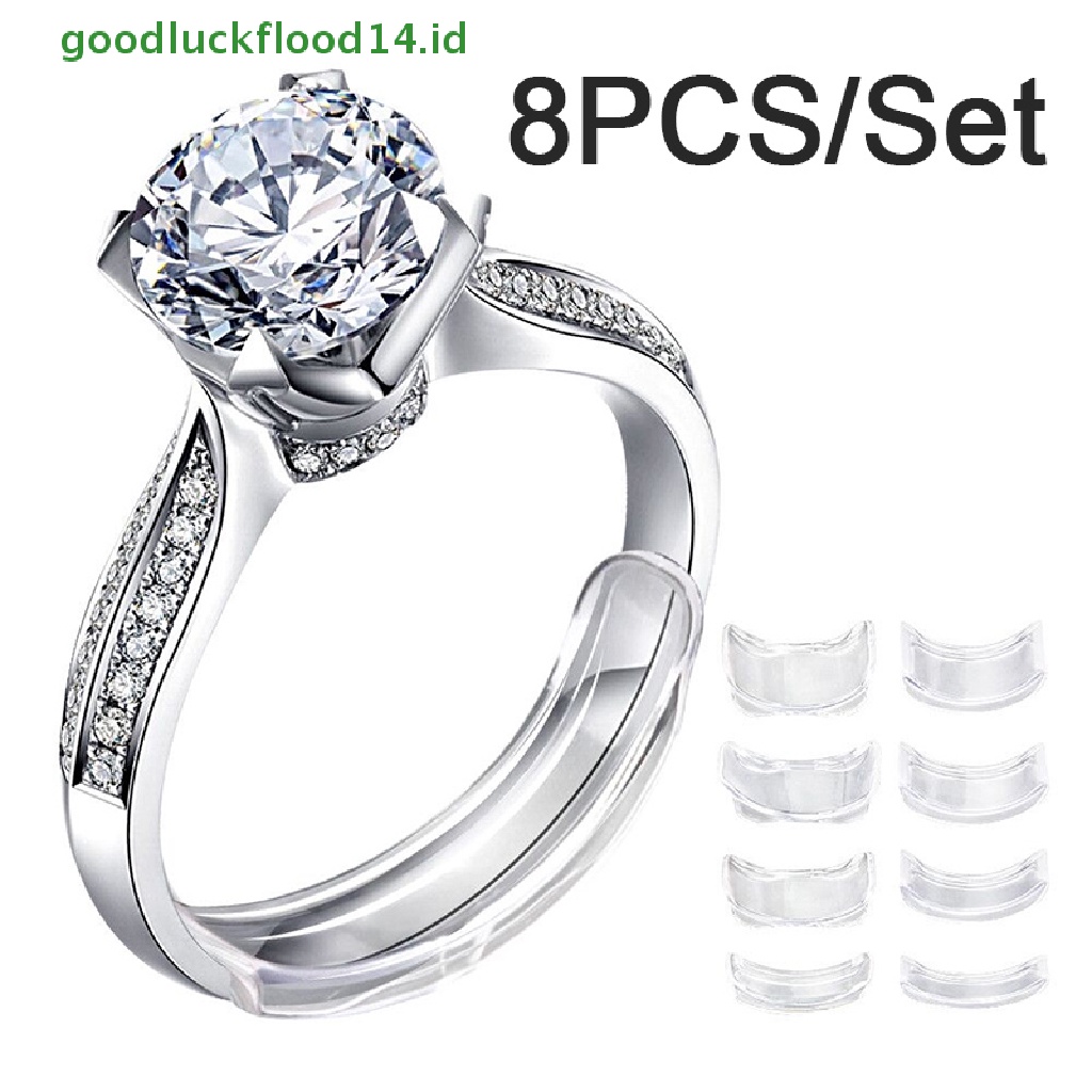 [GOOGFOUR] 8ukuran Silikon Invisible Clear Ring Size Adjuster Mengencangkan Pengecil Alat Perhiasan [TOP]