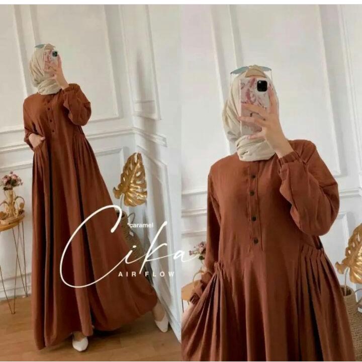 Chika Maxi Dress Crincle Airflow Dress Terbaru 2023