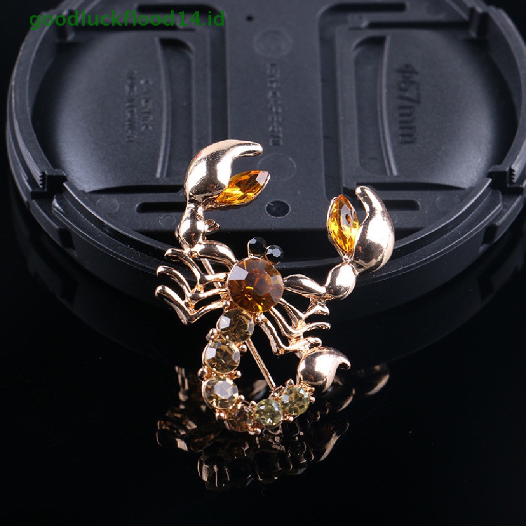 [GOOGFOUR] Bros Syal Kristal Bersinar Bros Berlian Imitasi Bros Hewan Scorpion Brooch Pin [Atas]