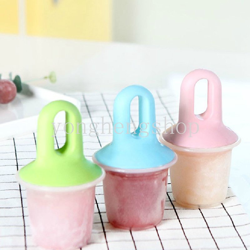 Cetakan Es Krim / Jelly / Pudding Mini Reusable Dengan Gagang Untuk Anak