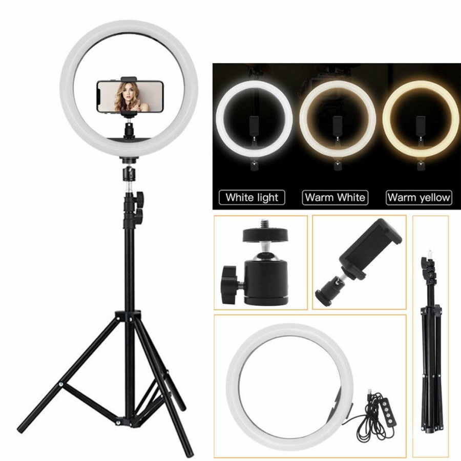 PAKET RING FILL LIGHT 26CM TRIPOD 2,1M - Lampu Tik tok Ring Light 26cm - Tripod Ring Light 26cm - YS SHop